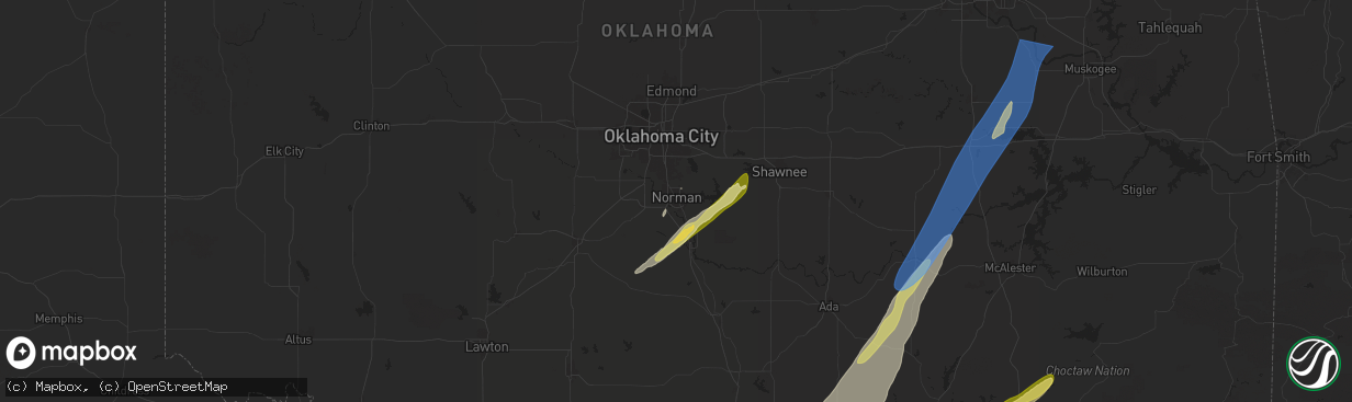 Hail map in Norman, OK on May 19, 2025