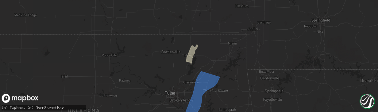 Hail map in Nowata, OK on May 19, 2025