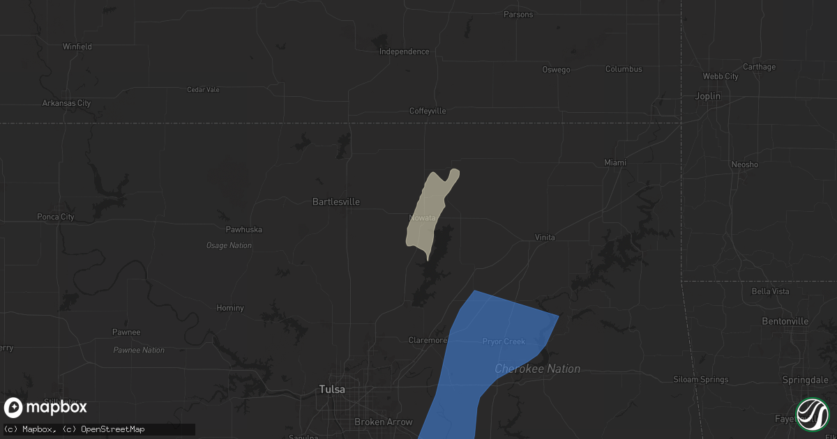 Hail map in Nowata, OK on May 19, 2025