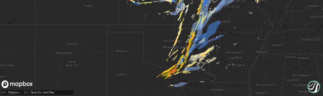 Hail map in Oklahoma on May 19, 2025