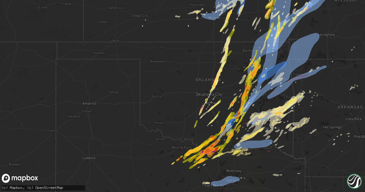 Hail map in Oklahoma on May 19, 2025