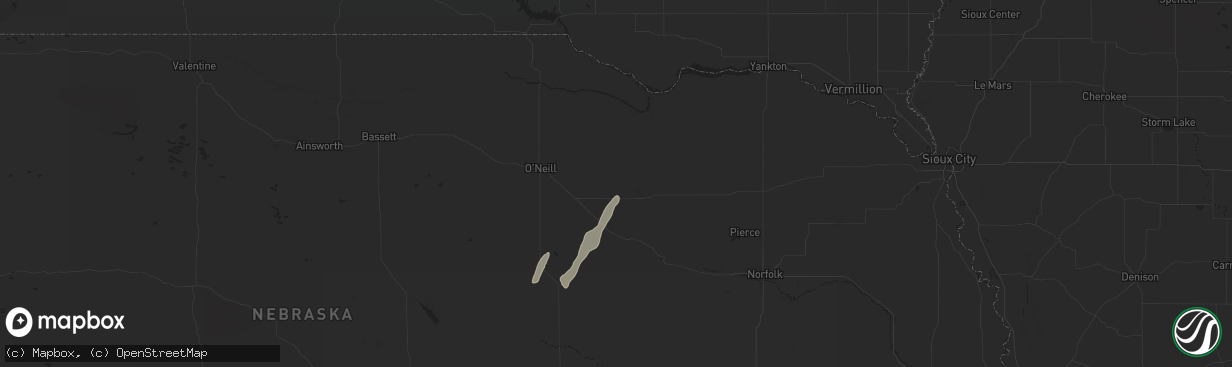Hail map in Orchard, NE on May 19, 2025