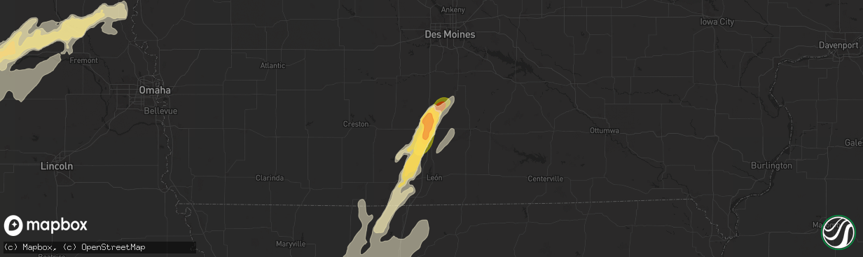 Hail map in Osceola, IA on May 19, 2025