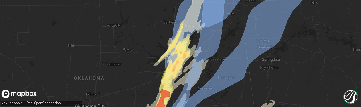 Hail map in Owasso, OK on May 19, 2025