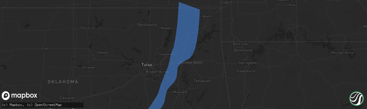 Hail map in Pryor, OK on May 19, 2025