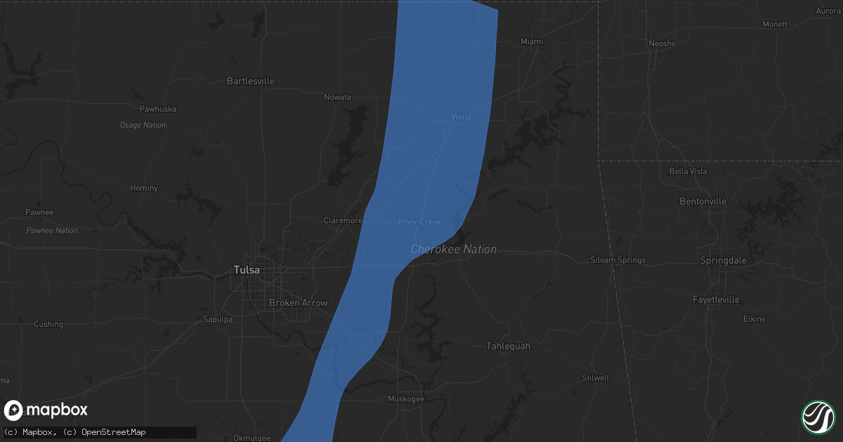 Hail map in Pryor, OK on May 19, 2025