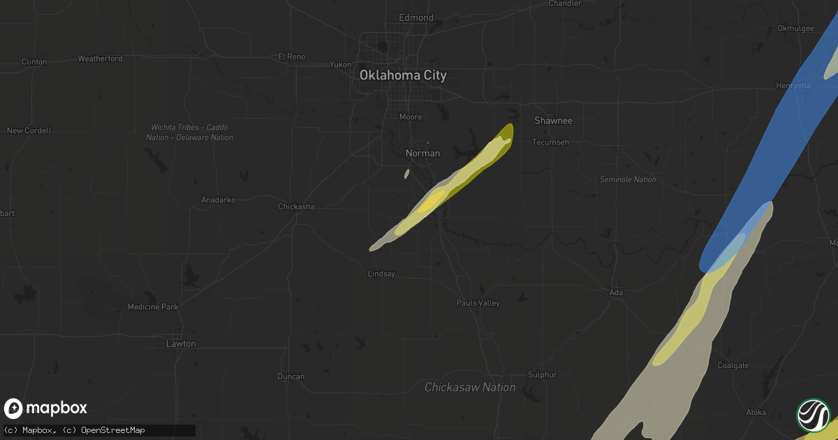 Hail map in Purcell, OK on May 19, 2025