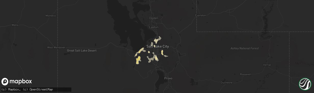 Hail map in Salt Lake City, UT on May 19, 2025