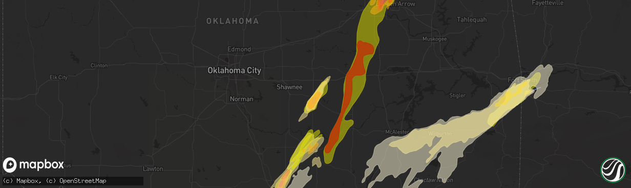 Hail map in Seminole, OK on May 19, 2025