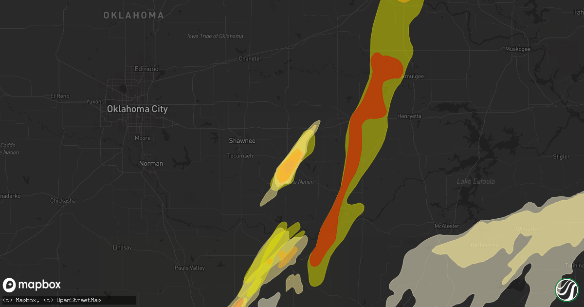 Hail map in Seminole, OK on May 19, 2025