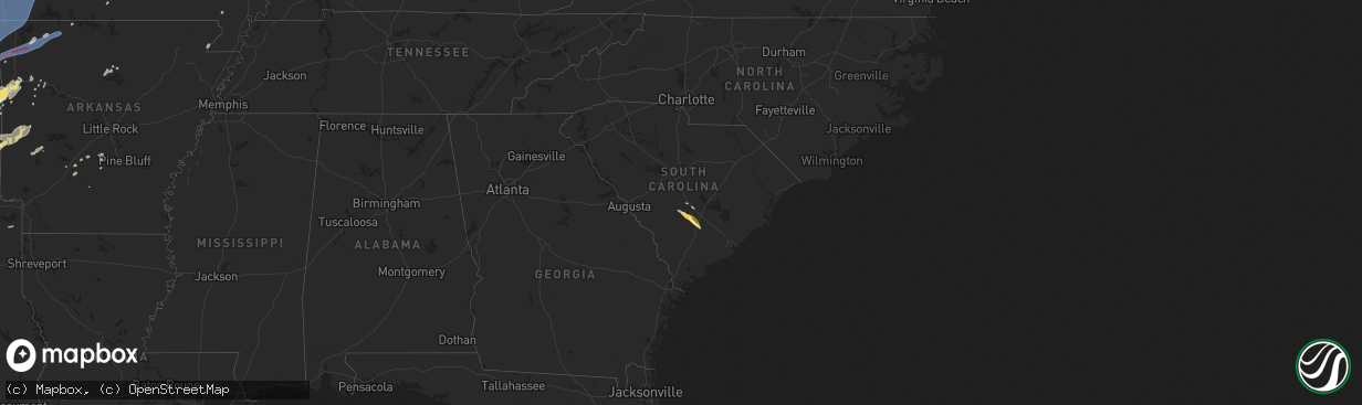 Hail map in South Carolina on May 19, 2025