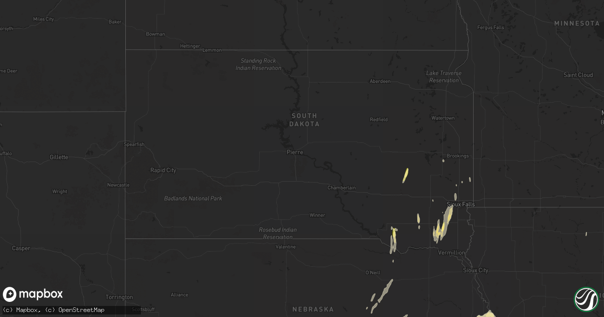 Hail map in South Dakota on May 19, 2025