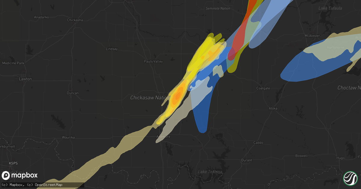 Hail map in Sulphur, OK on May 19, 2025