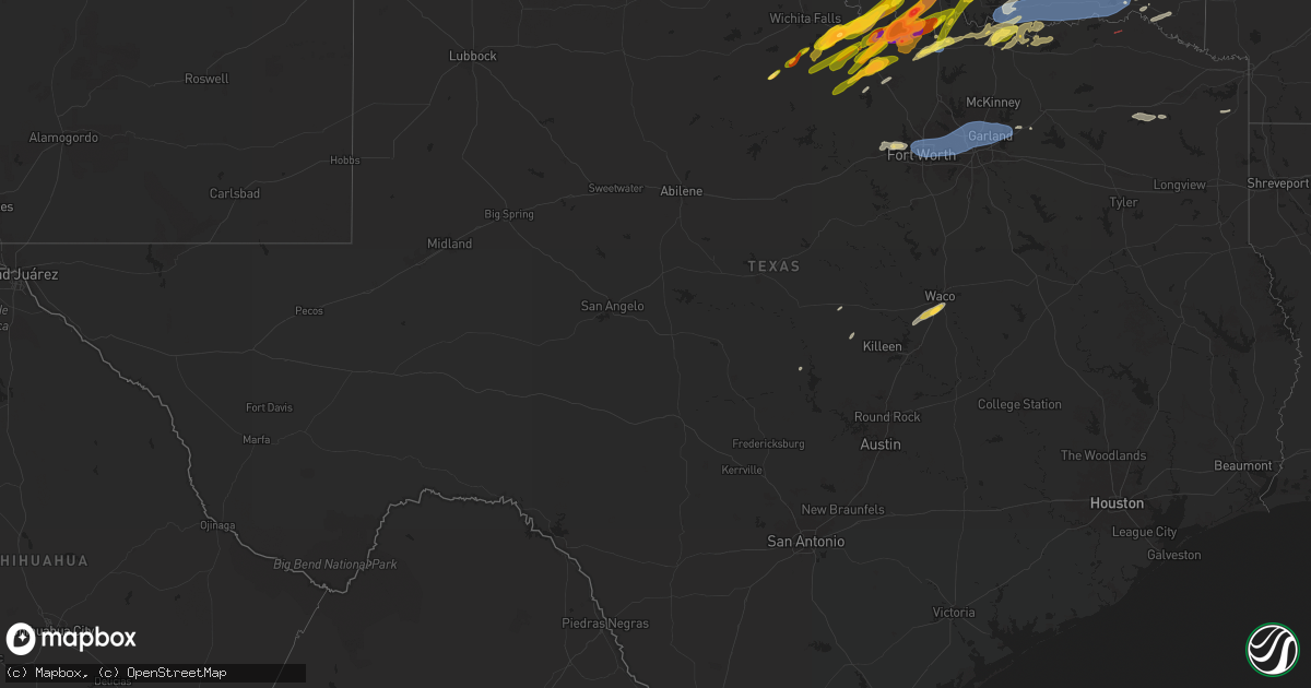 Hail map in Texas on May 19, 2025