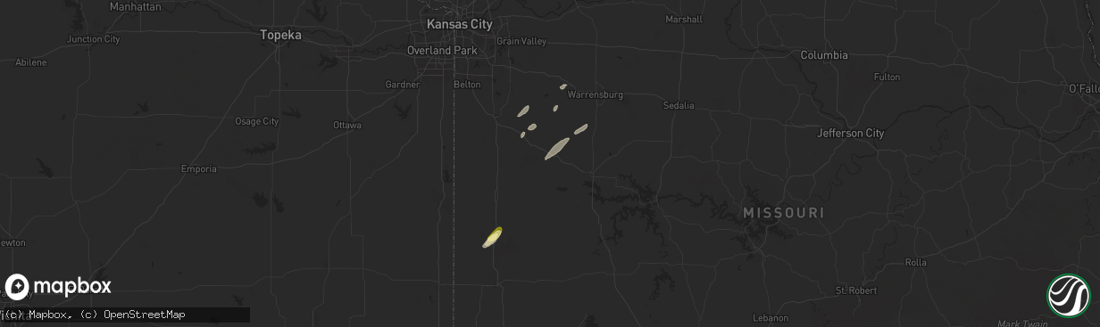 Hail map in Urich, MO on May 19, 2025