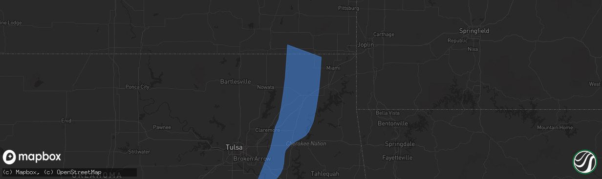 Hail map in Vinita, OK on May 19, 2025