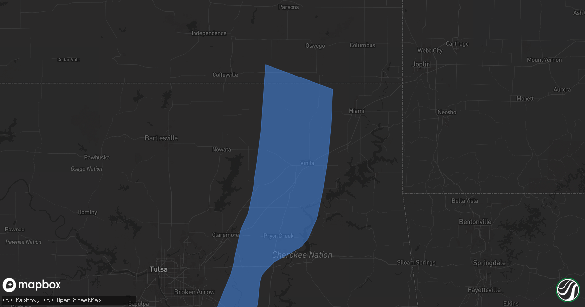 Hail map in Vinita, OK on May 19, 2025