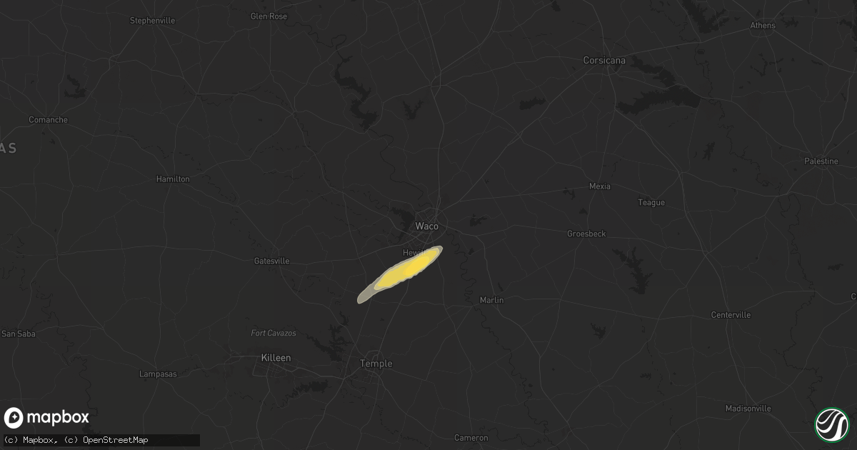 Hail map in Waco, TX on May 19, 2025