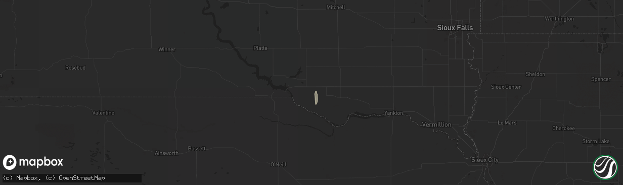 Hail map in Wagner, SD on May 19, 2025