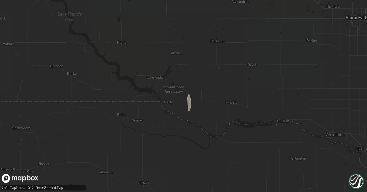 Hail map in Wagner, SD on May 19, 2025