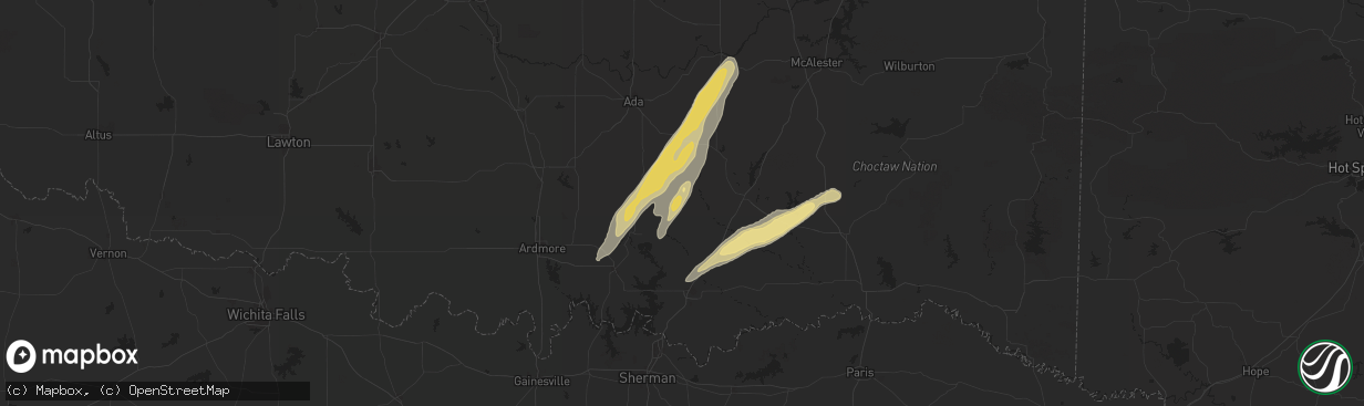 Hail map in Wapanucka, OK on May 19, 2025