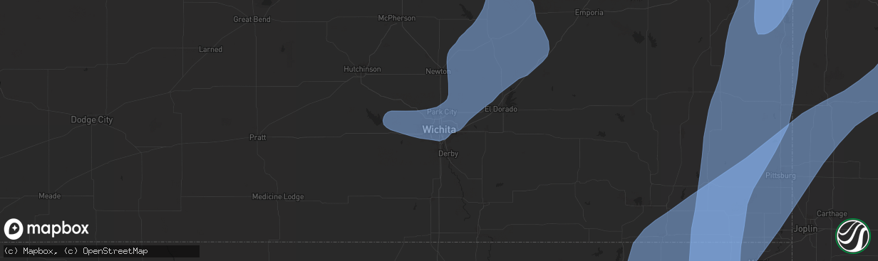 Hail map in Wichita, KS on May 19, 2025