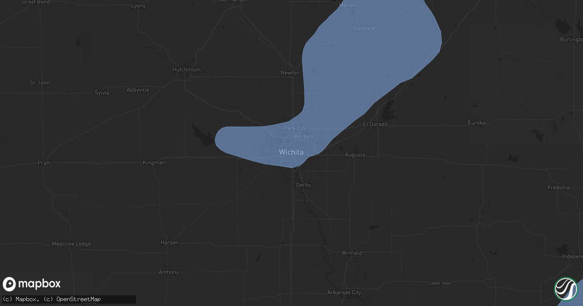 Hail map in Wichita, KS on May 19, 2025