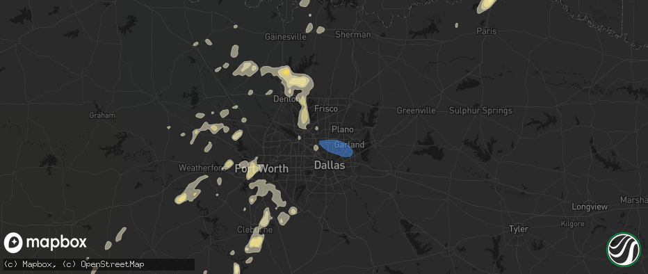 Hail map in Addison, TX on May 19, 2026