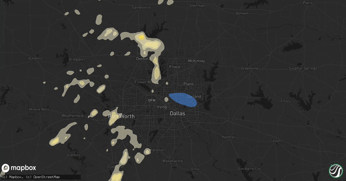 Hail map in Addison, TX on May 19, 2026