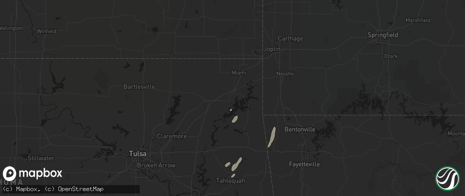 Hail map in Afton, OK on May 19, 2026