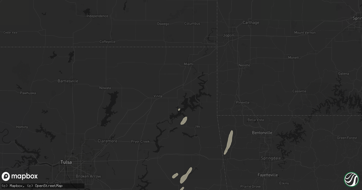 Hail map in Afton, OK on May 19, 2026