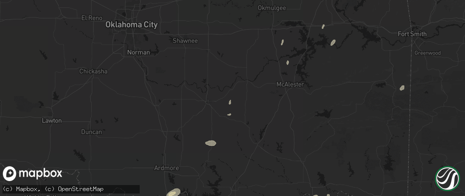 Hail map in Allen, OK on May 19, 2026