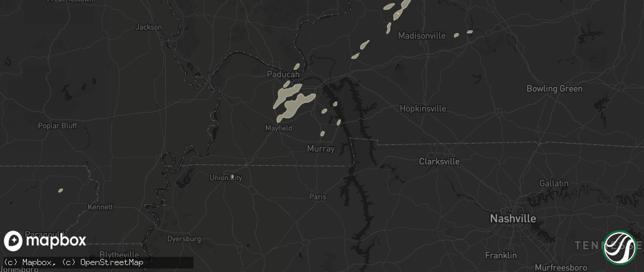 Hail map in Almo, KY on May 19, 2026