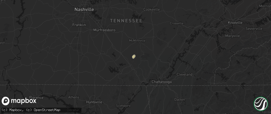 Hail map in Altamont, TN on May 19, 2026