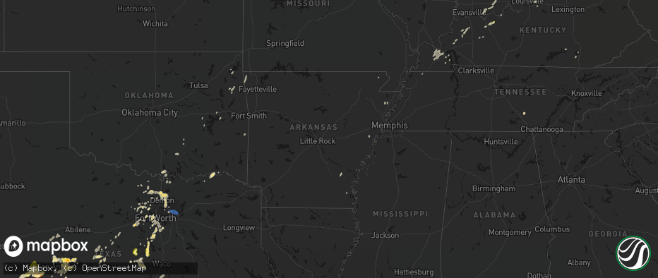 Hail map in Arkansas on May 19, 2026