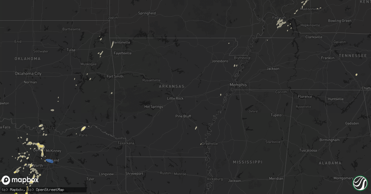 Hail map in Arkansas on May 19, 2026