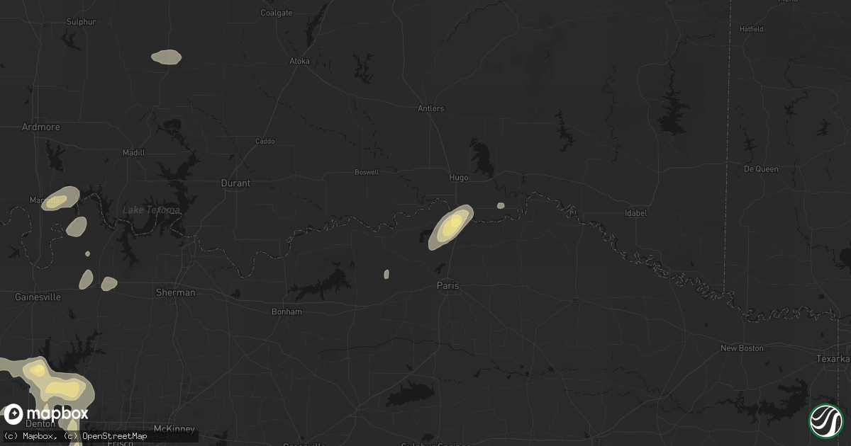 Hail map in Arthur City, TX on May 19, 2026