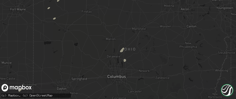 Hail map in Ashley, OH on May 19, 2026