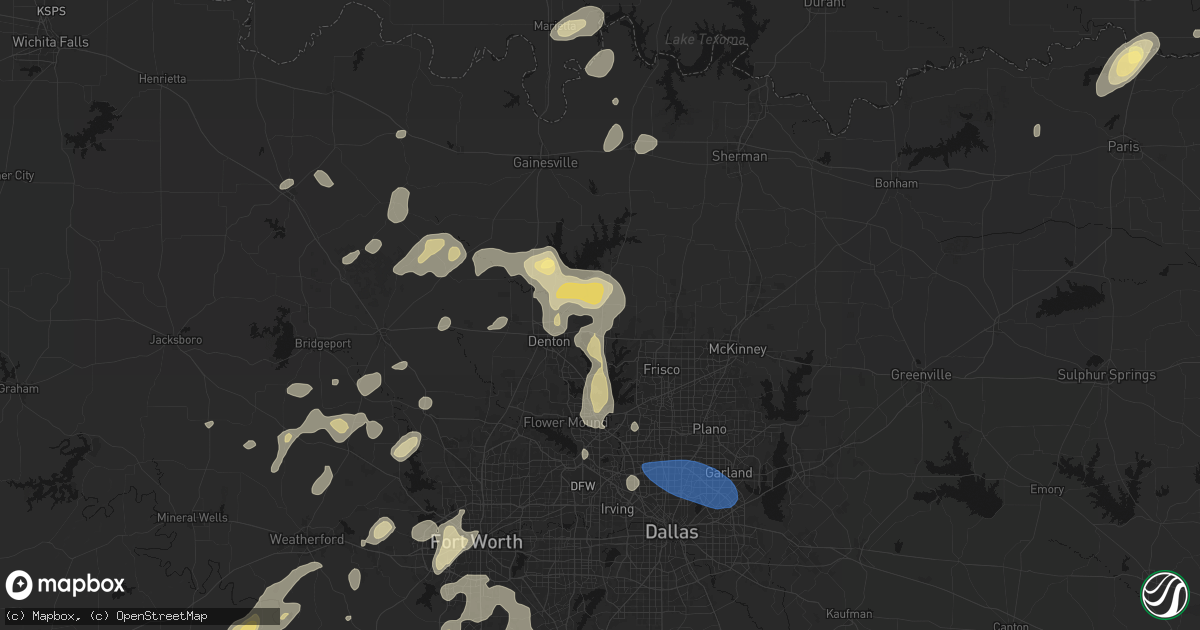 Hail map in Aubrey, TX on May 19, 2026