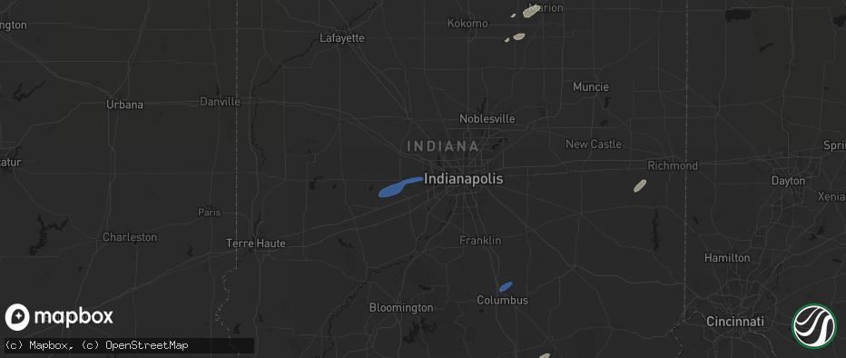 Hail map in Avon, IN on May 19, 2026