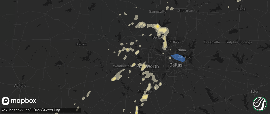 Hail map in Azle, TX on May 19, 2026