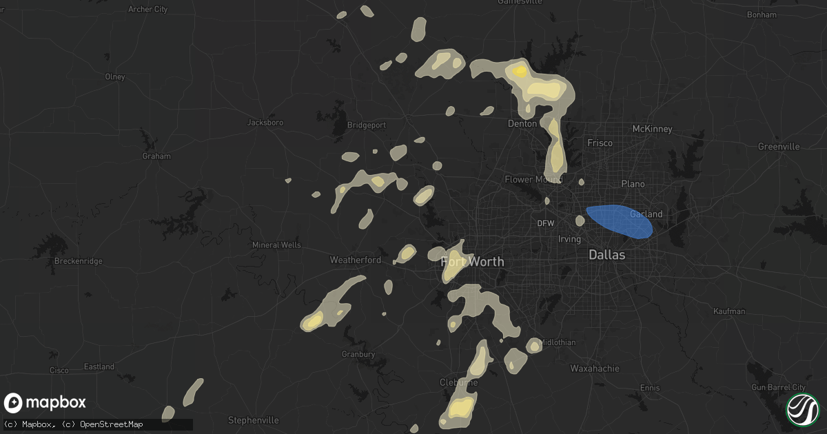 Hail map in Azle, TX on May 19, 2026