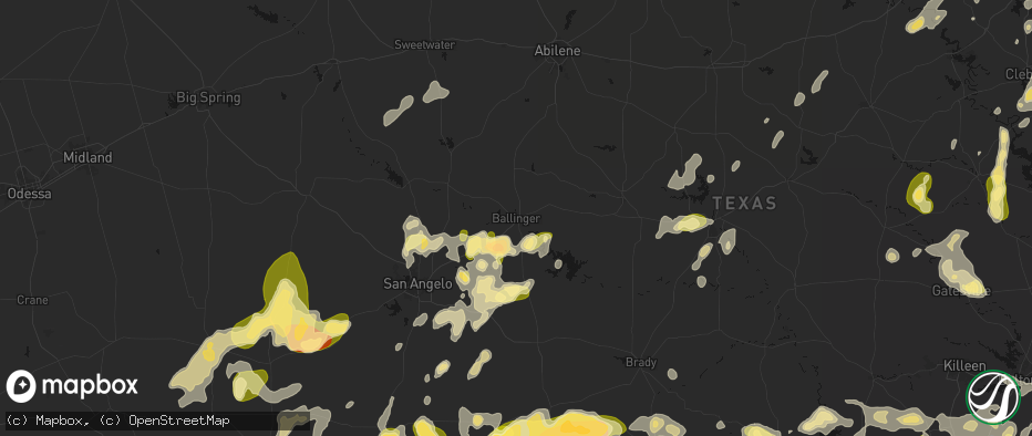 Hail map in Ballinger, TX on May 19, 2026