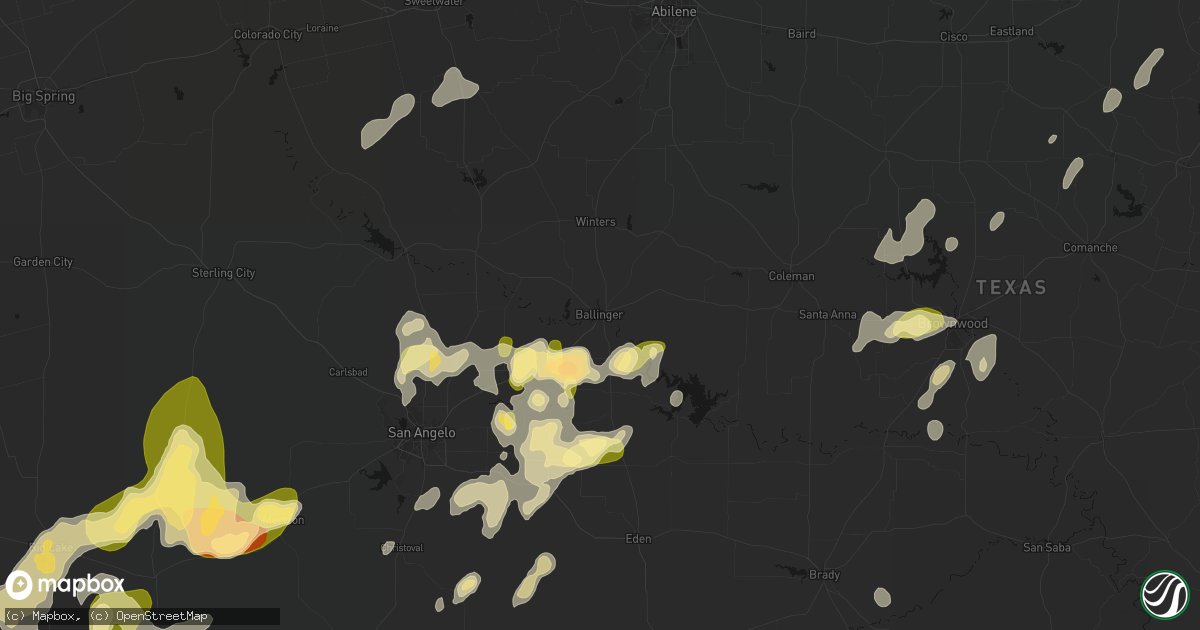 Hail map in Ballinger, TX on May 19, 2026