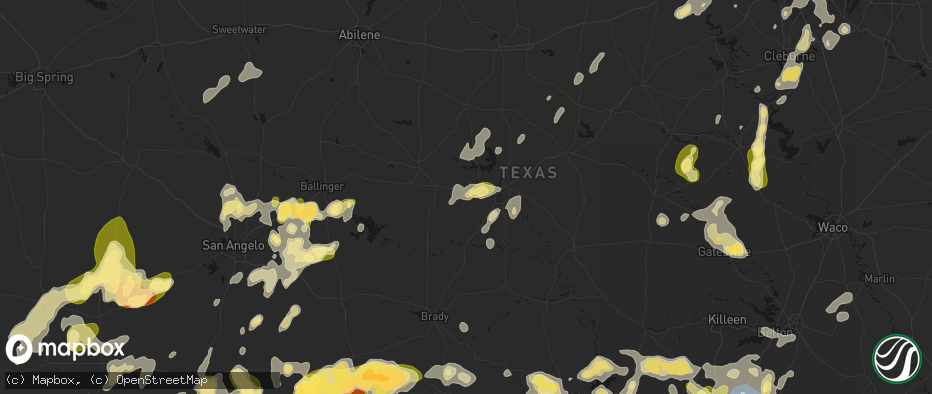 Hail map in Bangs, TX on May 19, 2026