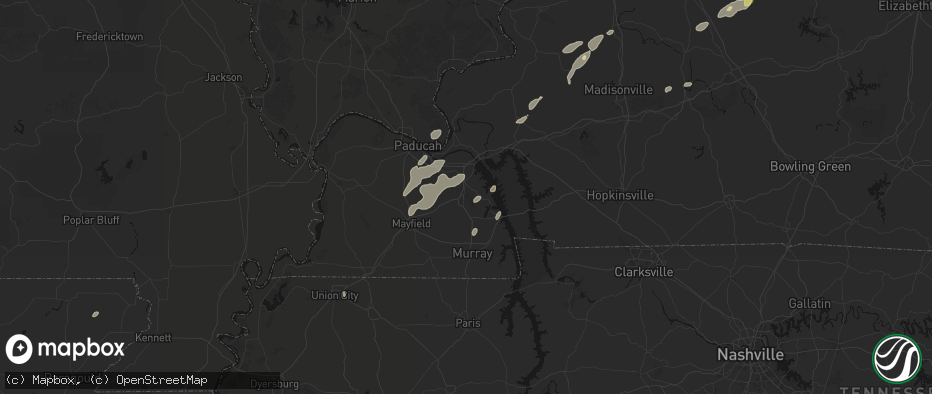 Hail map in Benton, KY on May 19, 2026