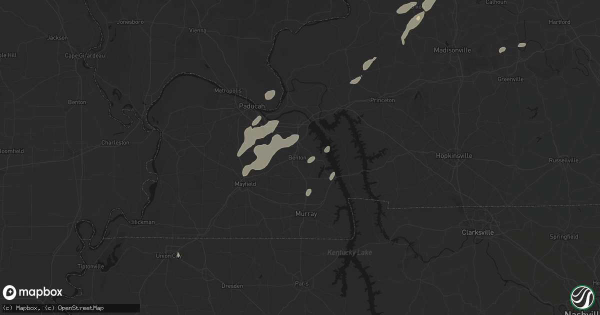 Hail map in Benton, KY on May 19, 2026