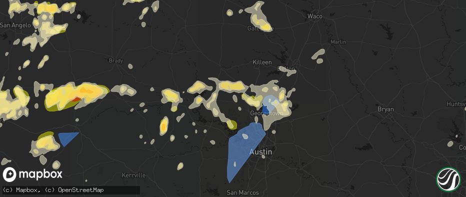 Hail map in Bertram, TX on May 19, 2026