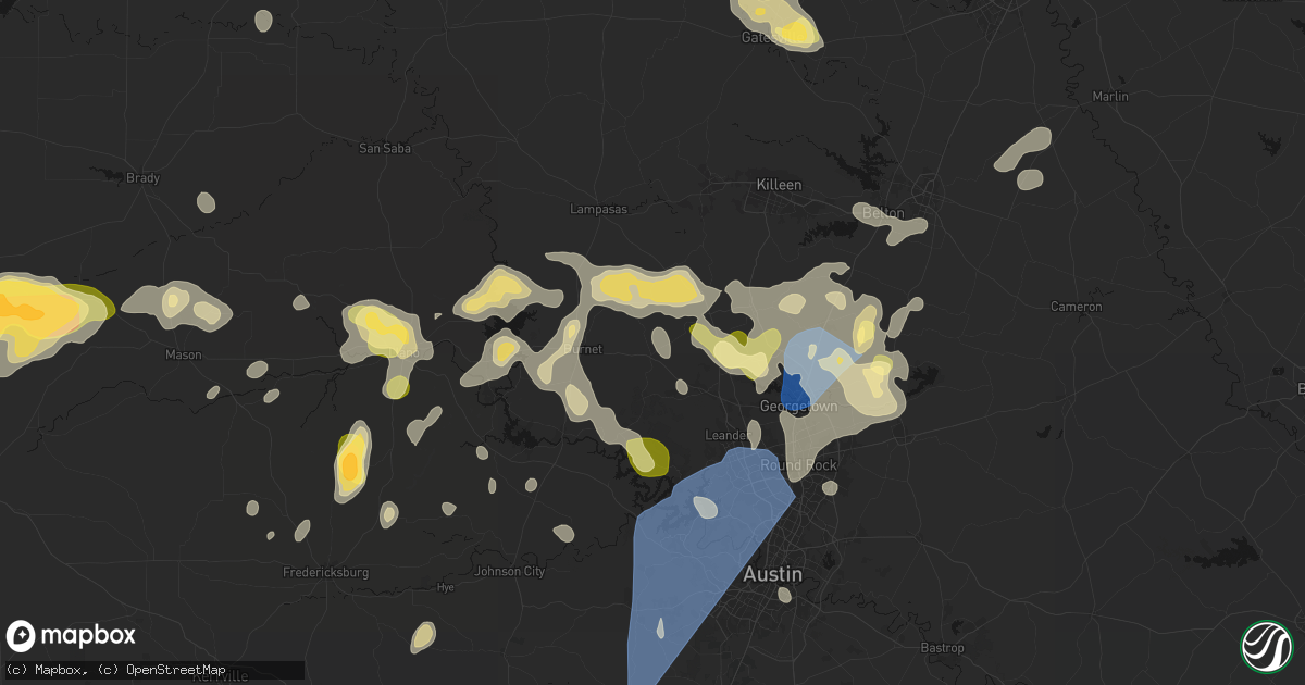Hail map in Bertram, TX on May 19, 2026