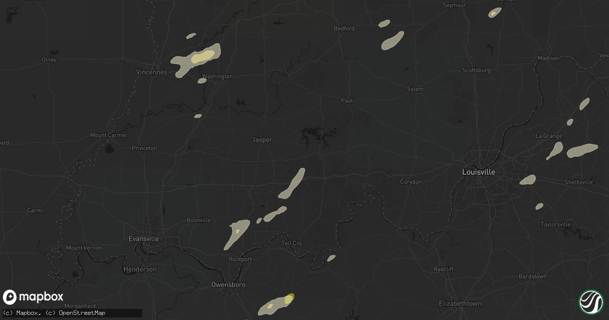 Hail map in Birdseye, IN on May 19, 2026